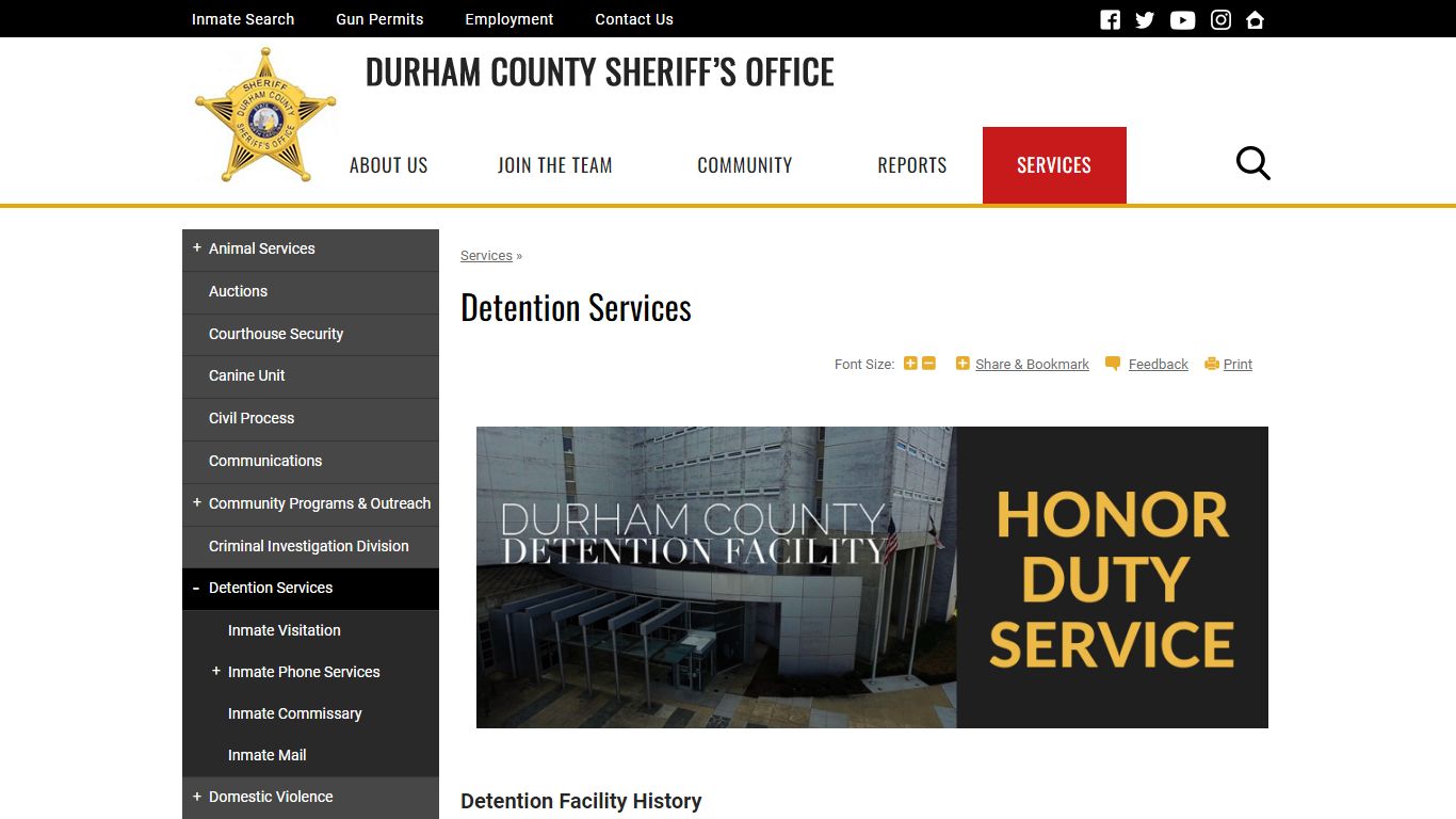 Detention Services | Durham County Sheriff